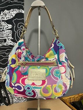 Coach Poppy Graffiti Series Multi Color Hobo Bag